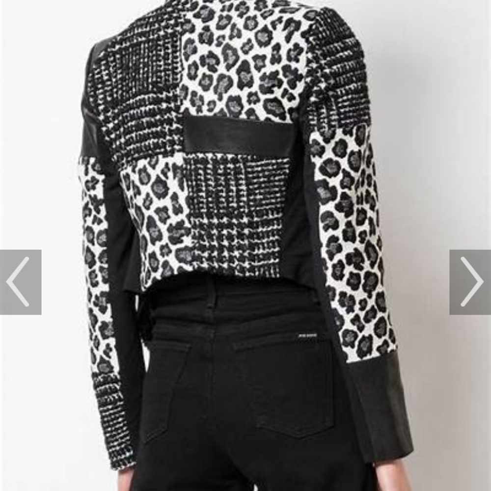 Alice and Olivia animal print patch open leather jacket - Picture 3 of 8